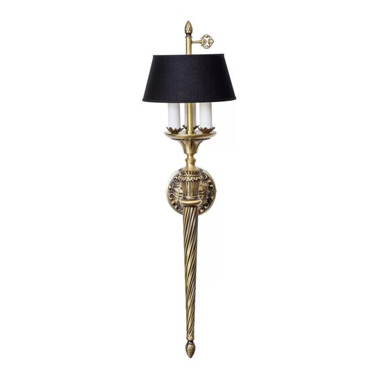 ANTIQUE BRASS FINISH WALL LIGHT WITH BLACK SHADE 3XMAX 42W E14  L.23-H.65-SP.25 CM - ΚΛΑΣΙΚΆ ΦΩΤΙΣΤΙΚΆ