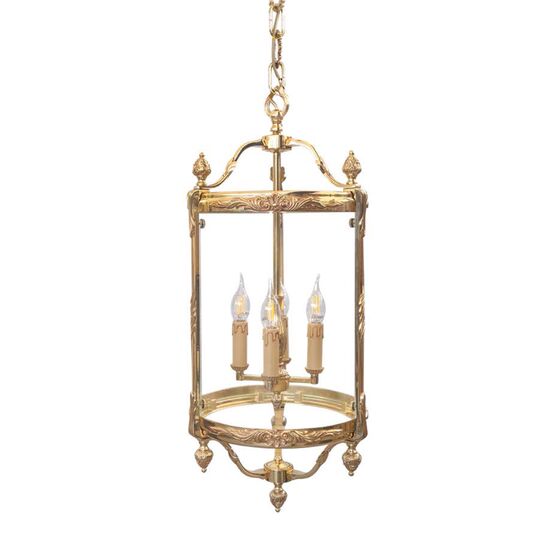 ANTIQUE BRASS FINISH LANTERN WITH GLASS 4XMAX 42W E14   DIAM.34-H.75 CM - ΚΛΑΣΙΚΆ ΦΩΤΙΣΤΙΚΆ
