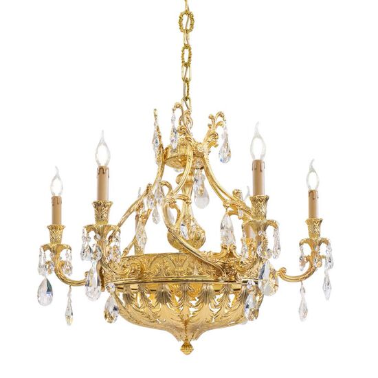 GOLD PLATED CHANDELIER WITH PEAR SHAPE SCHOLER CRYSTAL 12XMAX42W E14  DIAM.80-H67 - ΚΛΑΣΙΚΆ ΦΩΤΙΣΤΙΚΆ