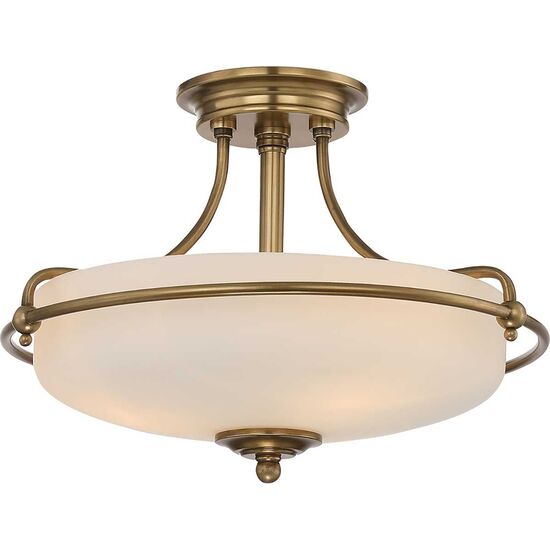 GRIFFIN 3 LIGHT SEMI-FLUSH - WEATHERED BRASS QUOIZEL GENERAL 2 YEAR GUARANTEE - ΟΡΟΦΉΣ ΦΩΤΙΣΤΙΚΆ 