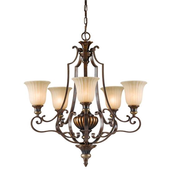 KELHAM HALL 5 LIGHT UP LIGHT CHANDELIER - FIRENZE GOLD/BRITISH BRONZE FEISS - ΚΡΕΜΑΣΤΆ ΦΩΤΙΣΤΙΚΆ