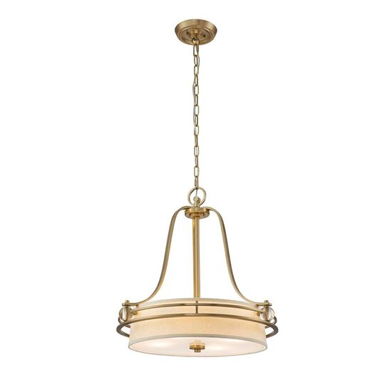 GOTHAM 4 LIGHT PENDANT - BRUSHED BRASS QUOIZEL GENERAL 2 YEAR GUARANTEE - ΚΡΕΜΑΣΤΆ ΦΩΤΙΣΤΙΚΆ