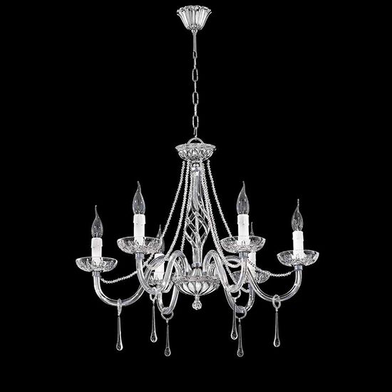 ΚΡΕΑΜΑΣΤΌ ΦΩΤΙΣΤΙΚΌ  ΧΡΏΜΙΟ CHROME METAL - TRANSPARENT CRYSTAL AND MURANO PENDANTS Ø 70 H 55 • 6 Χ E14 - ΚΡΕΜΑΣΤΆ ΦΩΤΙΣΤΙΚΆ